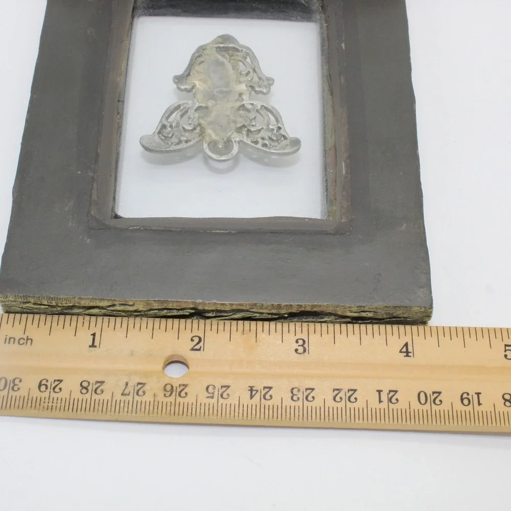 Shadow Box Angel Filigree Crystal Ornate Resin Frame 5.5in Bronze Gold Silver